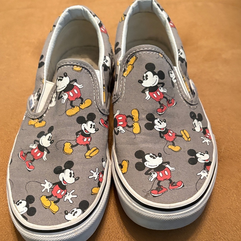 Vans Mickey Mouse Slip-On Canvas Shoes - Gray/Red/Yellow